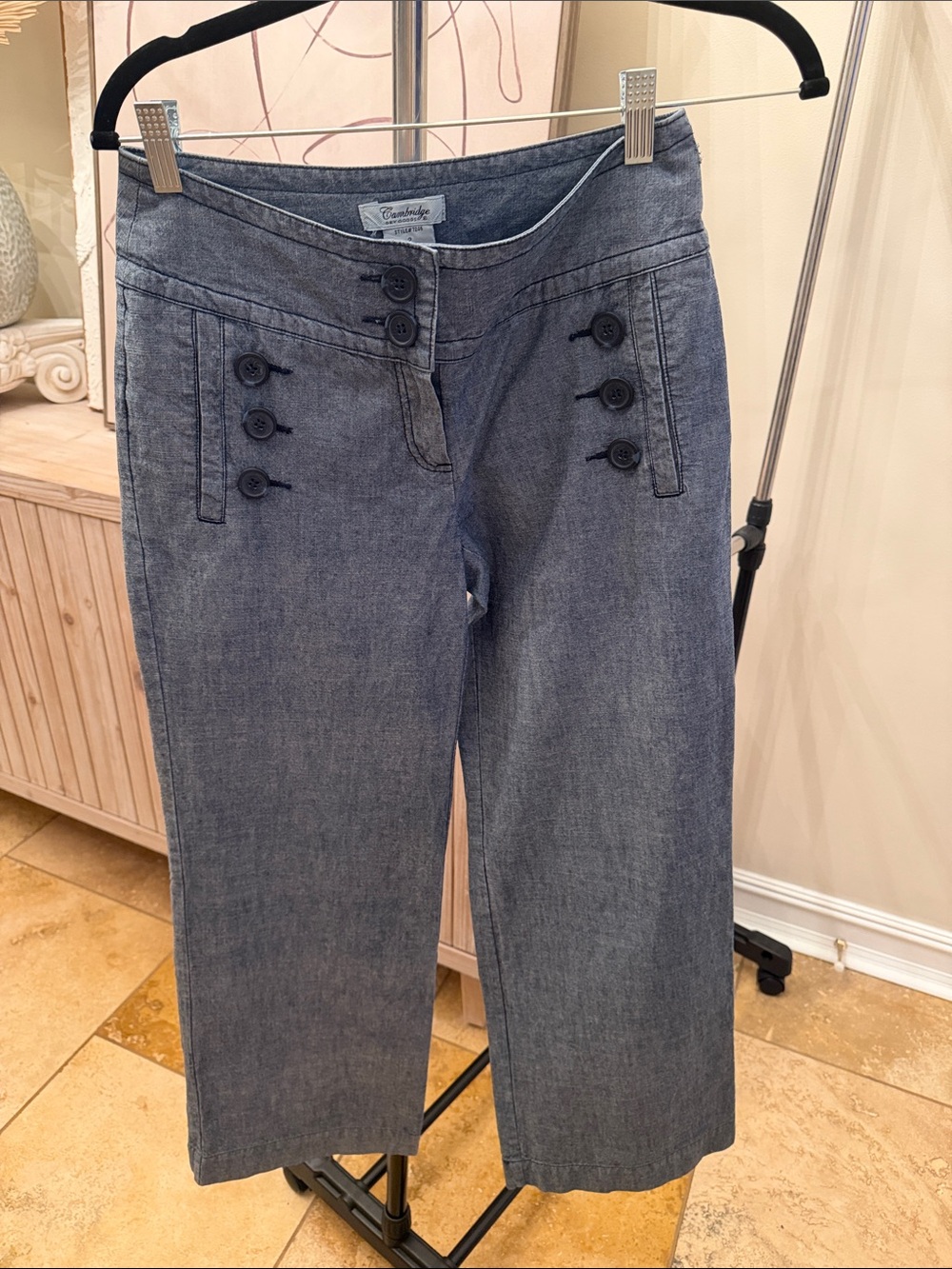Cambridge Dry Goods Navy Chambray Sailor Crop Jeans